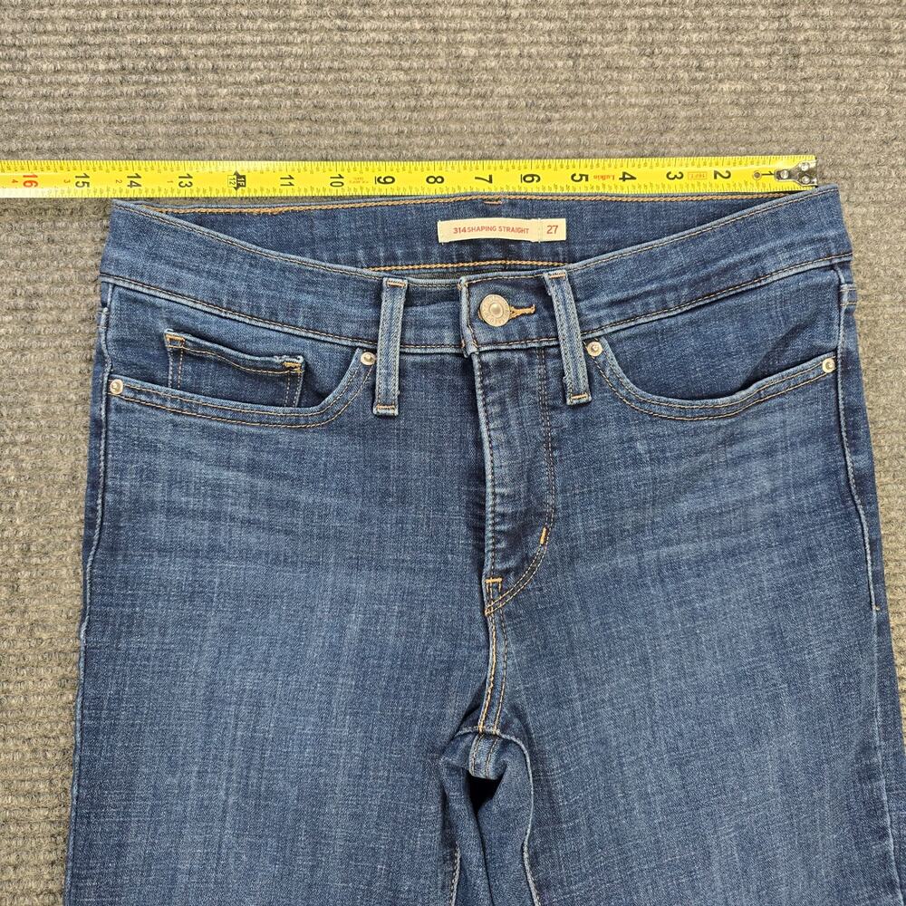 Levi's 314 Shaping Straight Jeans Womens 27x30 Blue Stretch Mid Rise - Picture 7 of 9